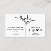 Moderne dankjewel Promo Code Sociale media Logo Visitekaartje (Voorkant)