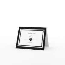 Moderne Dankkaart Met Hart -zwart en wit