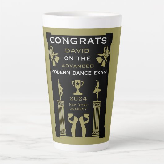 Moderne dans gefeliciteerd latte mok (Voorkant)