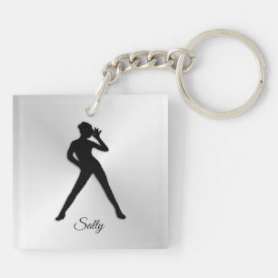 Moderne Dans met Naam Sleutelhanger