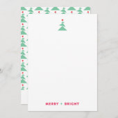 Moderne dansende kerstboom groen en rood notitiekaartje (Voorkant / Achterkant)