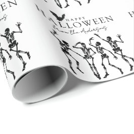 Moderne dansende skeletten Gelukkig Halloween Cadeaupapier