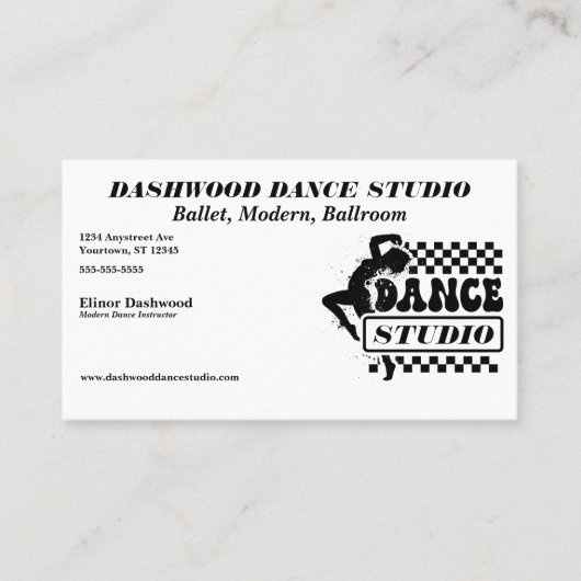 Moderne danser met Frame Dance Studio Visitekaartje (Voorkant)