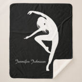 Moderne Danser Silhouette Dans Zwart & Wit Sherpa Deken (Voorkant)