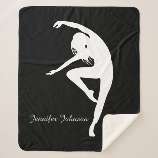 Moderne Danser Silhouette Dans Zwart & Wit Sherpa Deken (Voorkant)