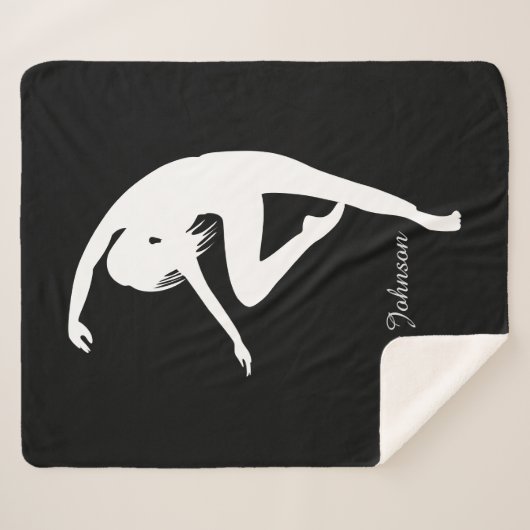 Moderne Danser Silhouette Dans Zwart & Wit Sherpa Deken (Voorkant (horizontaal))