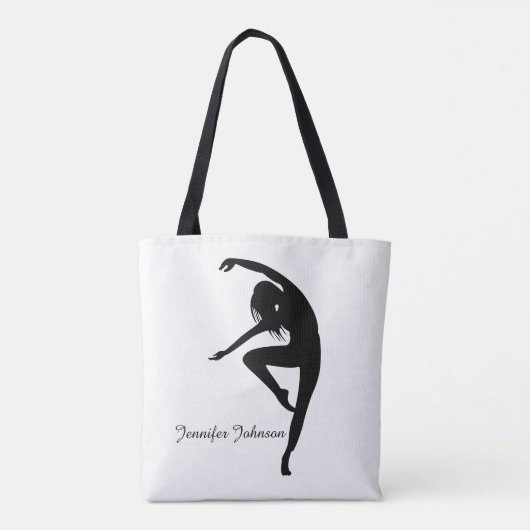 Moderne Danser Silhouette Dans Zwart & Wit Tote Bag (Achterkant)
