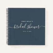 Moderne Dark Blue Chic Script Vrijgezellenfeest Gu Notitieboek (Voorkant)