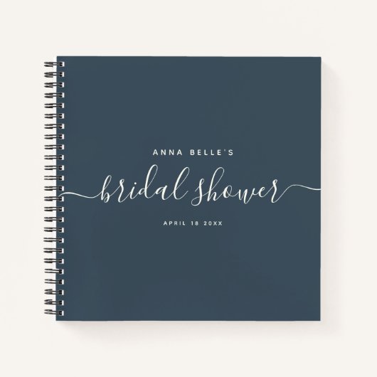 Moderne Dark Blue Chic Script Vrijgezellenfeest Gu Notitieboek (Voorkant)