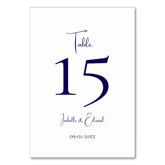 Moderne Dark Navy White Script bruiloft receptie Kaart (Achterkant)