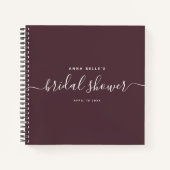Moderne Dark Red Chic Script Vrijgezellenfeest Gue Notitieboek (Voorkant)