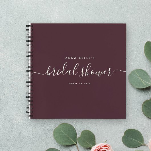 Moderne Dark Red Chic Script Vrijgezellenfeest Gue Notitieboek
