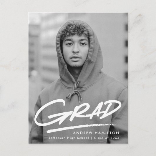 Moderne Dashed Afstudeerder Fotogradatie Partij Uitnodiging Briefkaart (Voorkant)