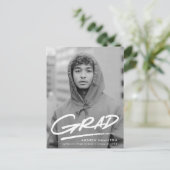 Moderne Dashed Afstudeerder Fotogradatie Partij Uitnodiging Briefkaart (Staand voorkant)