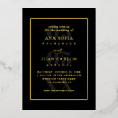 Moderne datum foto & monogram frame elegant echt  folie uitnodiging (Voorkant)