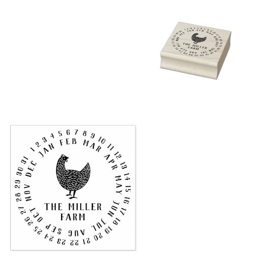 Moderne datum maand verse eieren rubberstempel (Gestempeld)