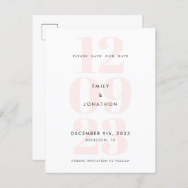 Moderne datumnummertypografie Roze Save the date Aankondigingskaart