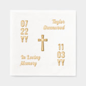 Moderne datums & kruisnaam in liefdevol geheugen folie servetten (Voorkant)