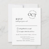 Moderne datumstempel Zwart-wit trouw-RSVP Save The Date (Voorkant)
