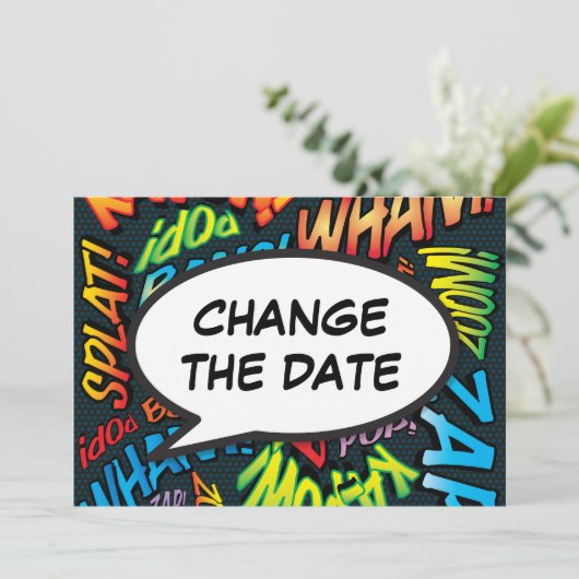 Moderne datumwijziging Leuke spraakballon Save The Date (Staand voorkant)
