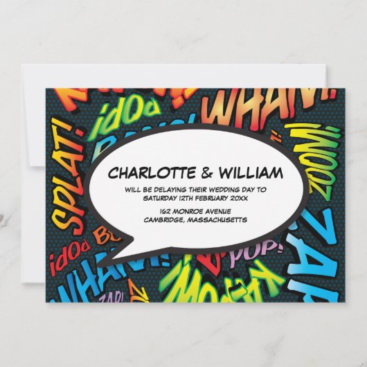 Moderne datumwijziging Leuke spraakballon Save The Date (Achterkant)