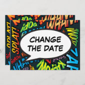 Moderne datumwijziging Leuke spraakballon Save The Date (Voorkant / Achterkant)