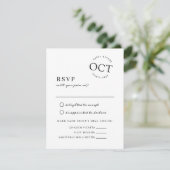 Moderne datumzegel Deep Black and White trouw-RSVP Save The Date (Staand voorkant)