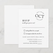 Moderne datumzegel Deep Black and White trouw-RSVP Save The Date (Voorkant / Achterkant)