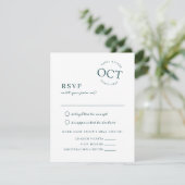 Moderne datumzegel diepe groene trouw-RSVP Save The Date (Staand voorkant)