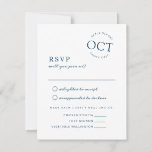 Moderne datumzegel Navy Blue Huwelijksreactie Save The Date