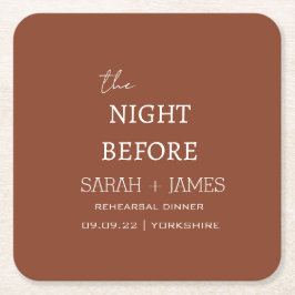 Moderne de avond voor de repetitie dinerfeest kartonnen onderzetters