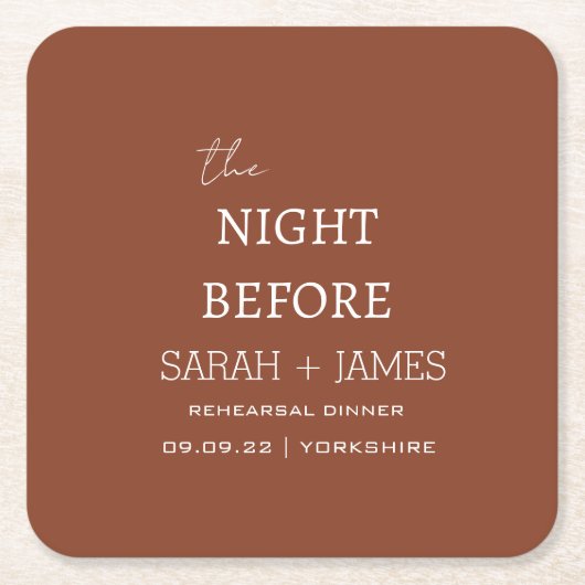Moderne de avond voor de repetitie dinerfeest kartonnen onderzetters (Voorkant)