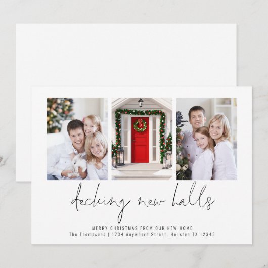 Moderne Decing New Halls 3 Foto's Kerstmis Feestdagenkaart (Voorkant / Achterkant)