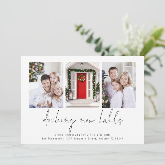 Moderne Decking New Halls 3 foto's Kerstmis Feestdagenkaart (Staand voorkant)