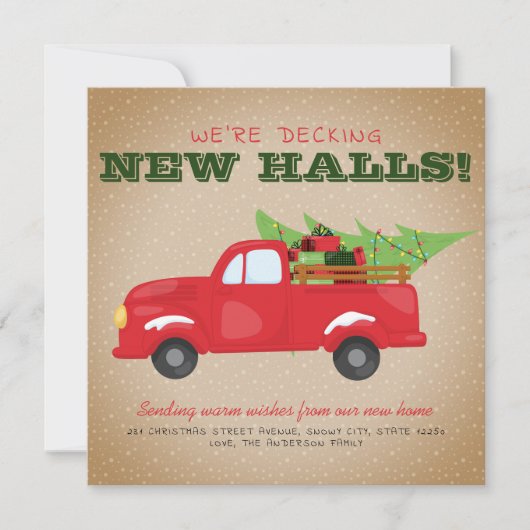 Moderne Decking Nieuwe Zalen Kersttruck Verhuizen Aankondiging (Voorkant)