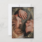 Moderne deco Art Black en Gold Faux Weddenfoto Bedankkaart (Achterkant)