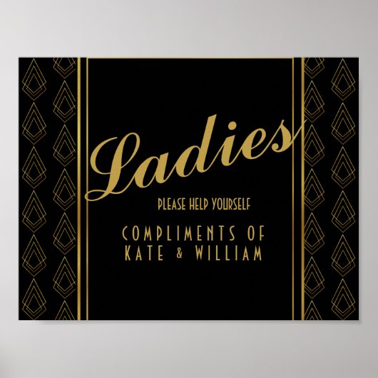 Moderne deco-dames wc-bord - toiletartikelen poster (Voorkant)