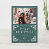 Moderne deco | Elegant groen met foto Feestdagen Kaart (Voorkant)