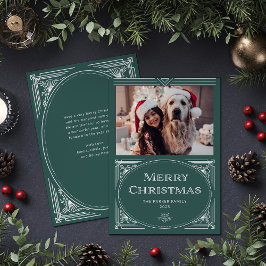 Moderne deco | Elegant groen met foto Feestdagenkaart