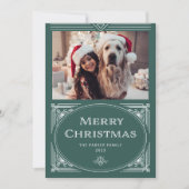 Moderne deco | Elegant groen met foto Feestdagenkaart (Voorkant)