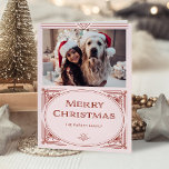 Moderne deco | Elegant Roze en Rood met Foto Feestdagen Kaart<br><div class="desc">Deze elegante kerst multi fotokaarten zijn voorzien van een moderne draai op klassieke art deco. Een , rood geometrisch lijst en versiering versieren een blush roze achtergrond met uw favoriete persoonlijke foto voor een dramatische, stijl vakantie-look uit 1920. Klassieke typografie zegt "Vrolijk kerstfeest." Een andere foto gaat in de kaart,...</div>