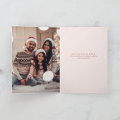 Moderne deco | Elegant Roze en Rood met Foto Feestdagen Kaart (Binnen)