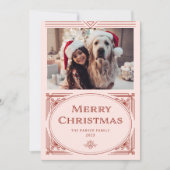 Moderne deco | Elegant Roze en Rood met Foto Feestdagenkaart (Voorkant)