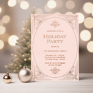 Moderne Deco Elegant Roze Feestelijke Partij Ros Folie Uitnodiging