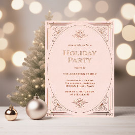 Moderne deco | Elegant Roze Vakantie Party Roos Go Folie Uitnodiging