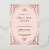 Moderne deco | Elegant Roze Vakantie Party Roos Go Folie Uitnodiging (Voorkant)