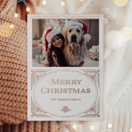 Moderne deco | Elegant Wit met Photo Roos Gold Folie Feestdagenkaart