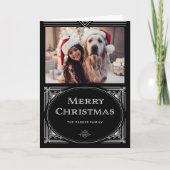 Moderne deco | Elegant zwart met foto Feestdagen Kaart (Voorkant)