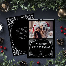 Moderne deco | Elegant zwart met foto Feestdagenkaart