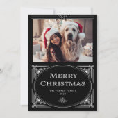 Moderne deco | Elegant zwart met foto Feestdagenkaart (Voorkant)